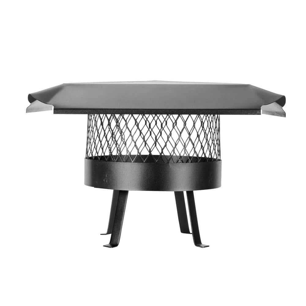12 in. Round Slip-In Welded Leg Single Flue Chimney Cap in Black Galvanized Steel - Hercitys