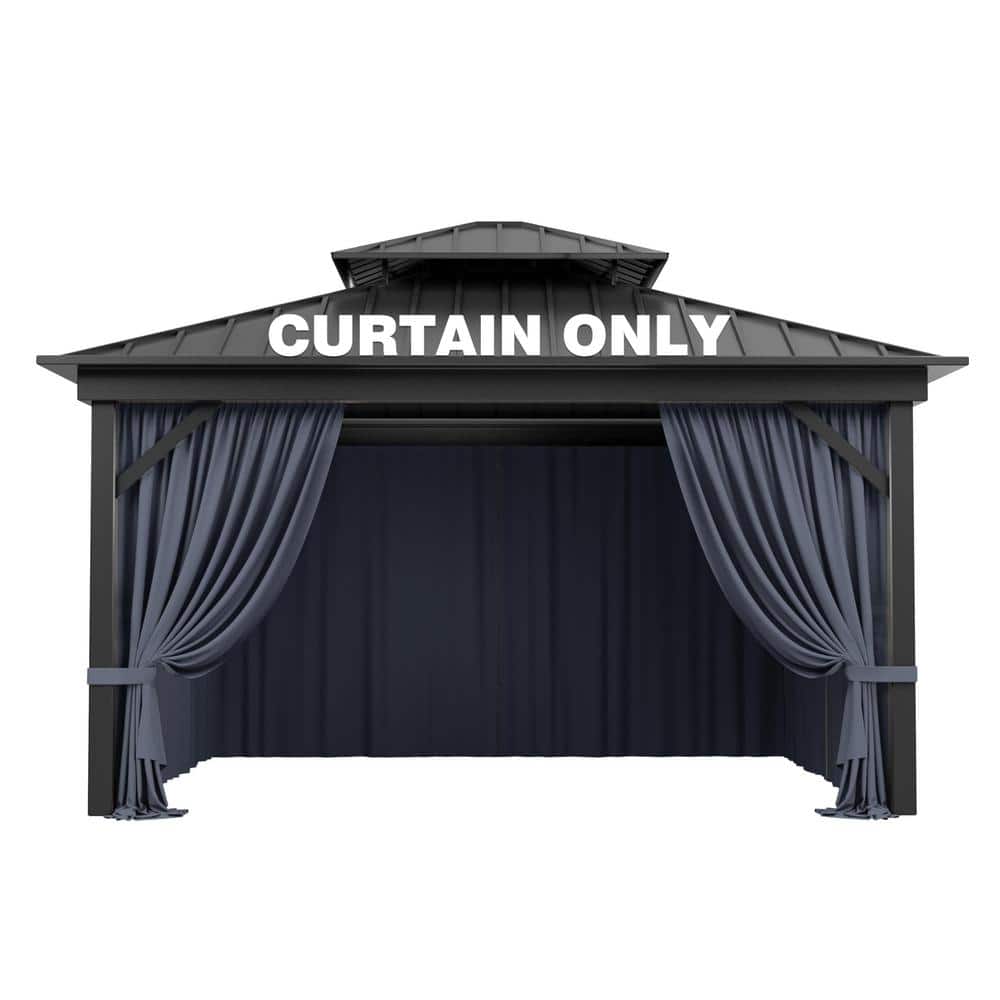 10 ft. x 12 ft. Universal Outdoor Privacy Curtains, Gazebo Curtain Replacement with Zipper Navy (4-Side Curtain Only) - Hercitys