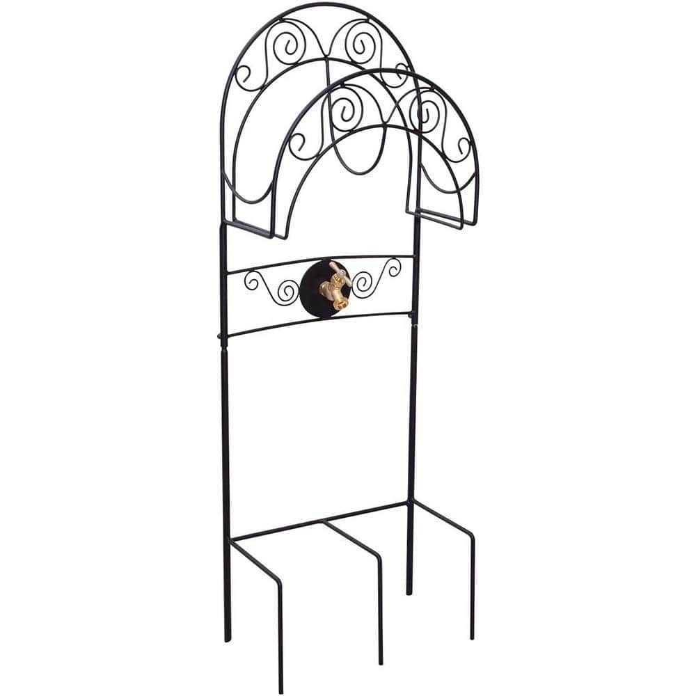 125 ft. Black Steel With Spigot KD Hose Stand Garden Hose Reel - Hercitys