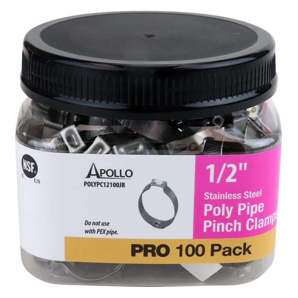 1/2 in. Stainless-Steel Poly Pipe Pinch Clamp Jar (100-Pack) - Hercitys