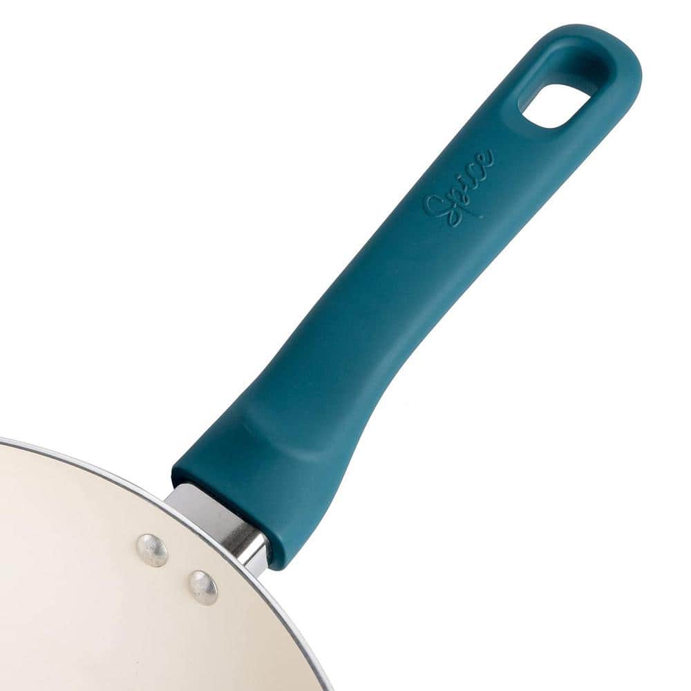 12 Inch Healthy Ceramic Nonstick Aluminum Skillet with Bakelite Handle in Teal - Hercitys