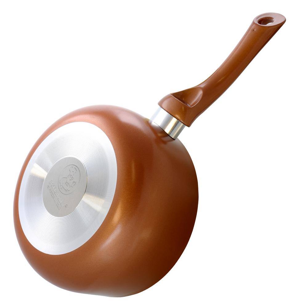 2 qt. Aluminum Ceramic Nonstick Sauce Pan in Copper with Glass Lid - Hercitys