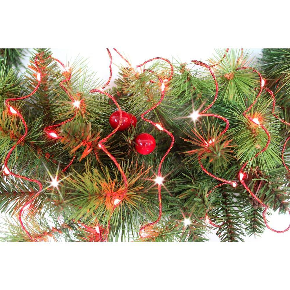 12 ft. Pre-Lit LED Battery Operated Red Single Braided Garland (Bundle of 2) - Hercitys