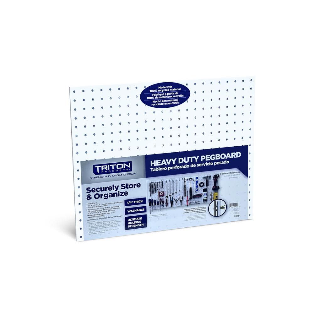22 in. W x 18 in. H x 1/4 In. D Polypropylene Pegboards (2- Piece) White - Hercitys