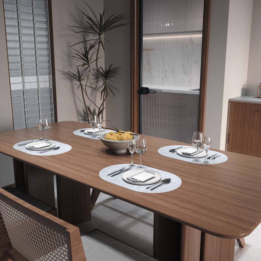 17.5 in. x 11.8 in. Leather Heat Resistant Placemats for Indoor and Outdoor, Gray and Blue, Set of 6 - Hercitys