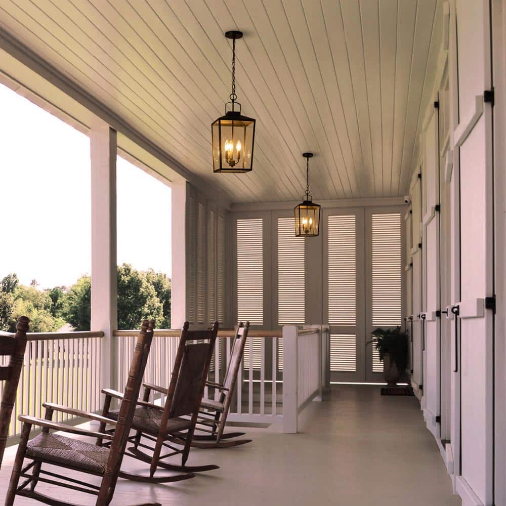 21.25 in. 3-Light Black Dimmable Outdoor Pendant Light with Clear Glass Shade and No Bulbs Included - Hercitys