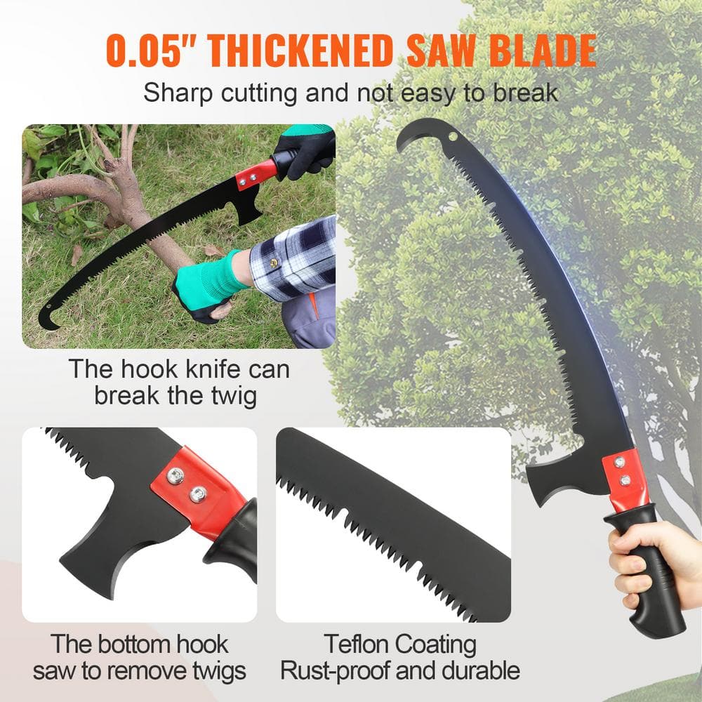 58.8- 240 in. Aluminum Pruning Saw Extendable Tree Pruner, with Light-Weight Alloy Handle, Manual Pole Saw - Hercitys