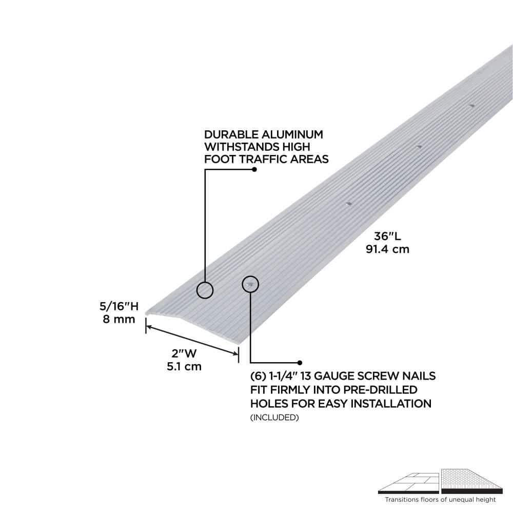 2″X 36″ SILVER ALUMINUM CARPET TRIM W/SCREW NAILS - Hercitys