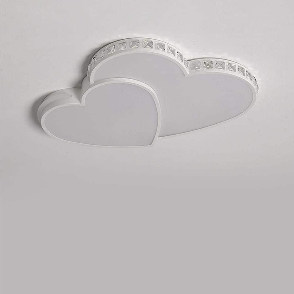 20 in. 1-Light White Integrated LED Flush Mount Heart Shape Design Ceiling Light - Hercitys