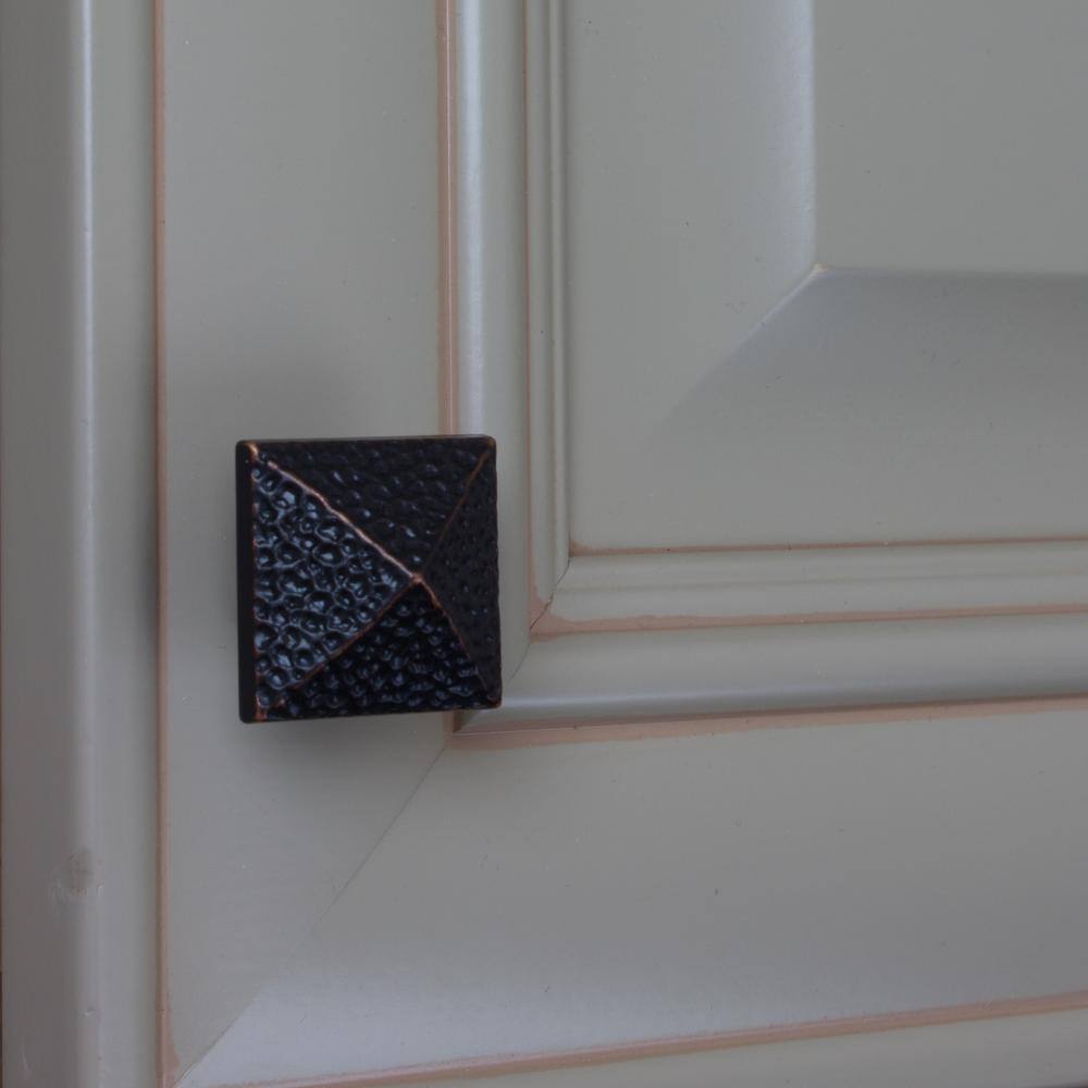 1-1/8 in. Oil Rubbed Bronze Hammered Pyramid Cabinet Knob (10-Pack) - Hercitys