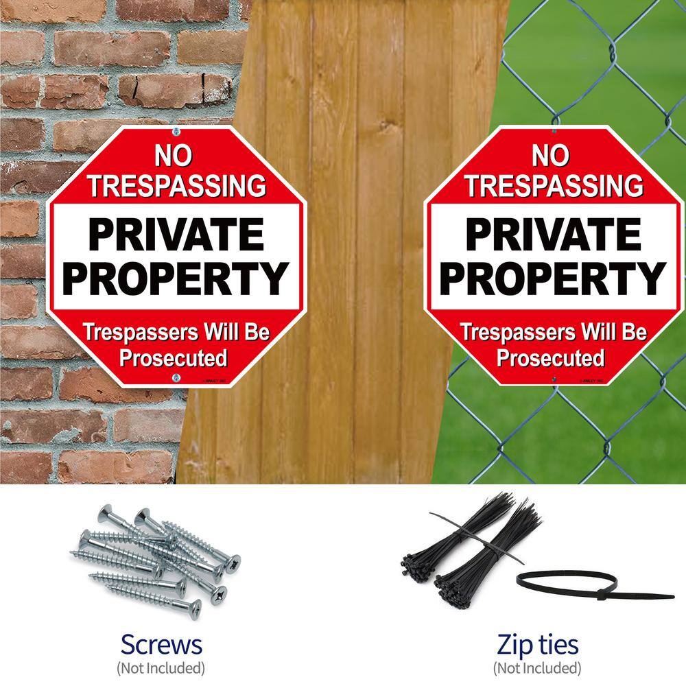 12 in. x 12 in. Private Property Aluminum Warning Sign – No Trespassing Security Alert (Pack of 2) - Hercitys