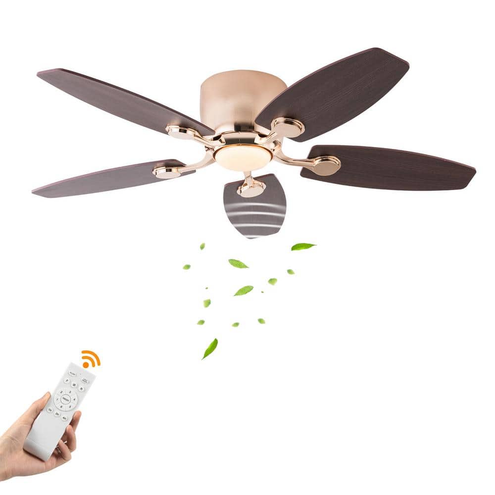 42 in. Indoor Gold Modern 6-Speed Reversible Ceiling Fan with 3-Color Temperature Integrated LED and Remote - Hercitys