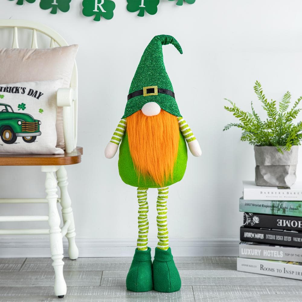 40 in. H Telescoped Fabric St. Patrick’s Gnome Standing Decor - Hercitys