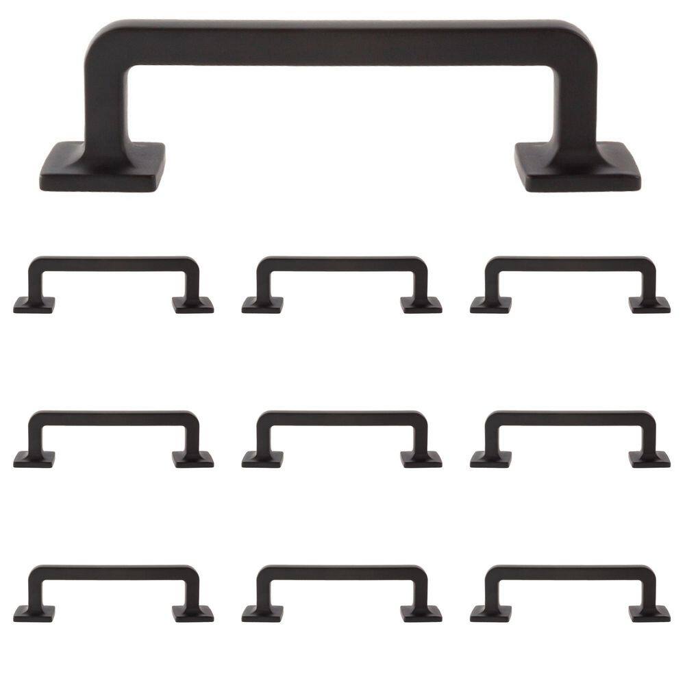 10-Pack Boise 3-1/2 in. (89 mm) Center-to-Center Traditional Matte Black Bar Drawer Pull - Hercitys