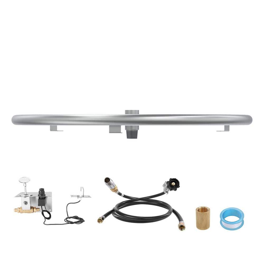 18 in. Round Drop-in Fire Pit Pan, Stainless Steel Fire Pit Burner Kit, Natural & Propane Gas Fire Pan with 150,000 BTU - Hercitys