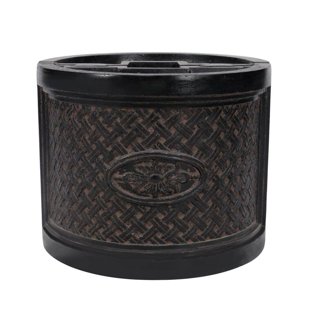 18 in. D Cast Stone Lattice Mail Box Planter in an Aged Charcoal - Hercitys