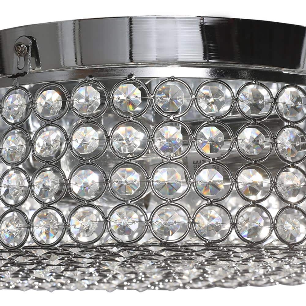 12 in. 2-Light Chrome Crystal Flush Mount - Hercitys