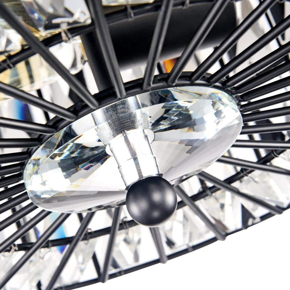 11.75 in. 2-Light Black Ceiling Flush Mount Light with Crystal Glass - Hercitys