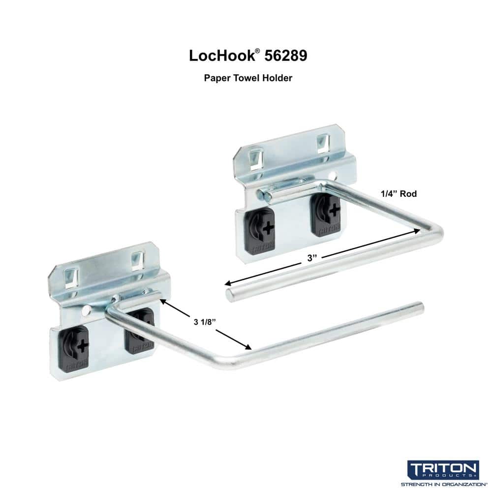 3-1/2 in. D Paper Towel Holder Zinc Plated Steel Pegboard Hook for LocBoard - Hercitys