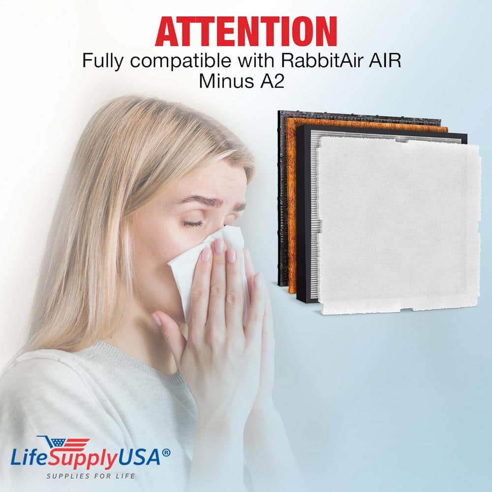 1-True HEPA Replacement Filter, 1-Pre-Filter, 1-Carbon and 1-Odor Remover Compatible with RabbitAir Air Minus A2 - Hercitys