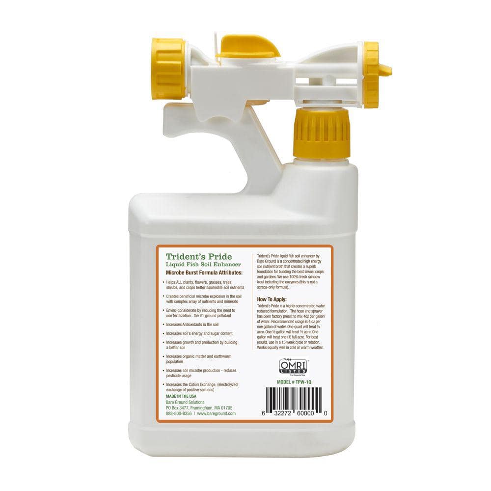 32 oz. Organic Ready to Use Tridents Pride Liquid Fish Fertilizer with Hose End Mixing Sprayer - Hercitys
