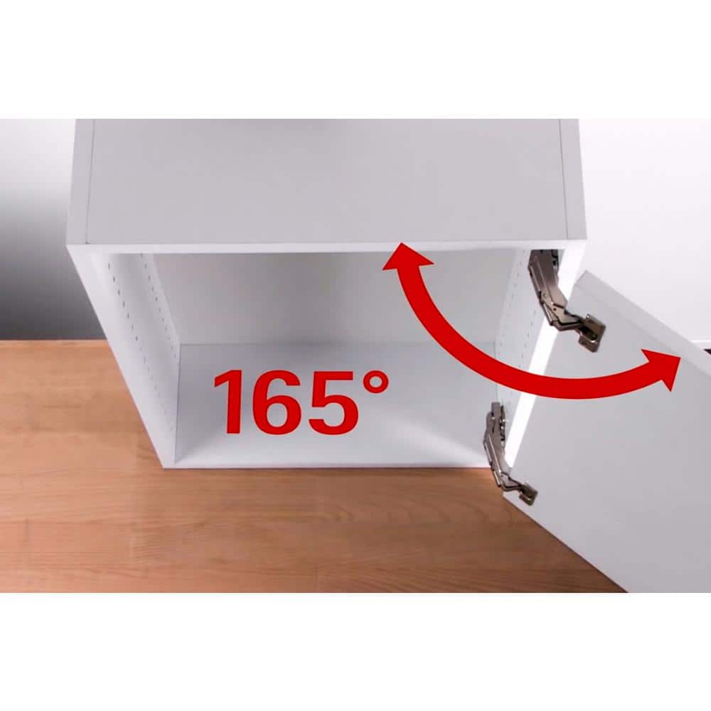 165-Degree 35 mm Full Overlay Frameless Cabinet Door Hinges with Installation Screws (15-Pairs) - Hercitys