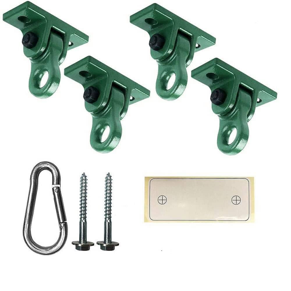 5000 lb. Capacity Heavy Duty Swing Hangers with Screws Bolts for Playground Porch Yoga Seat Trapeze, Green (4-Pack) - Hercitys