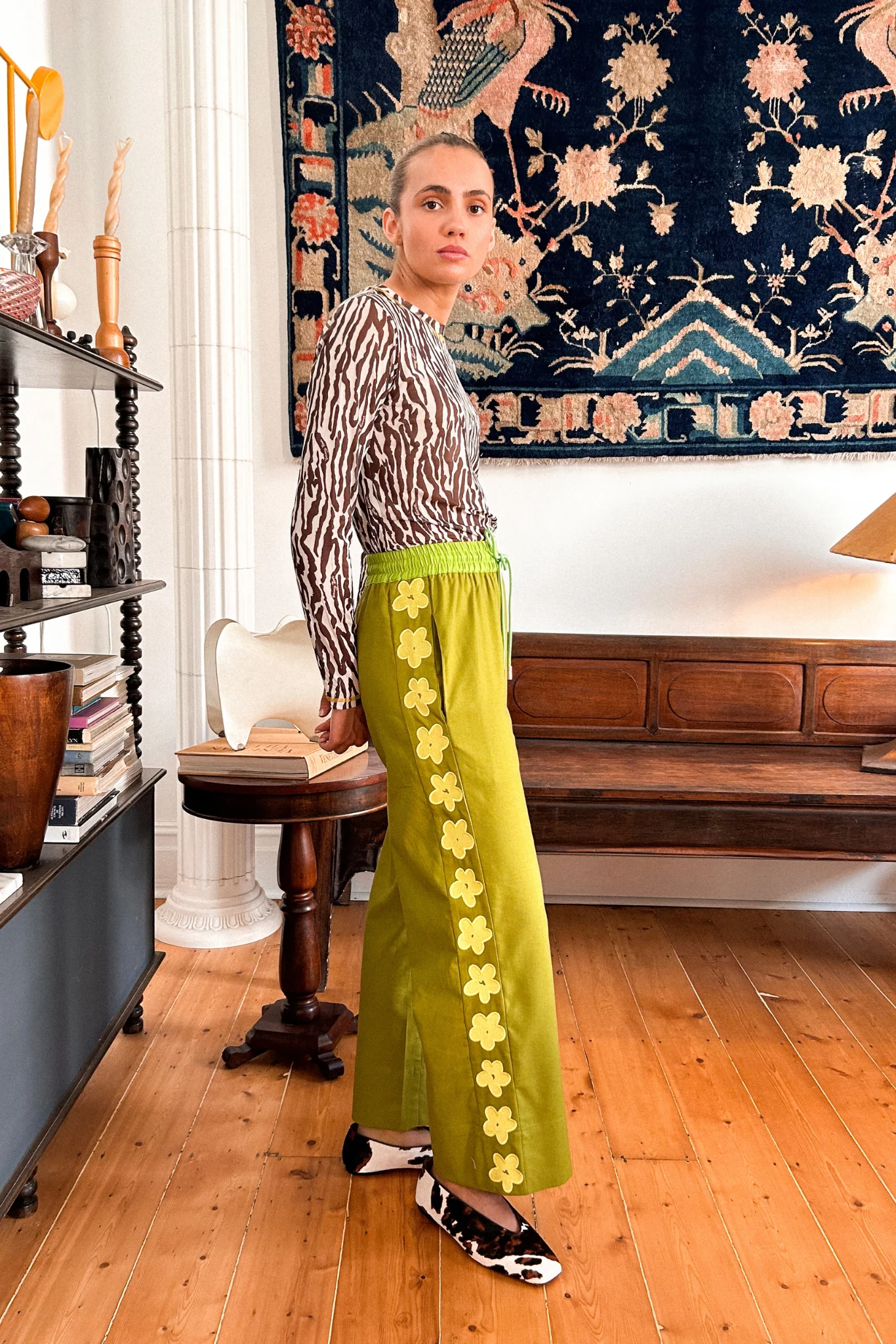 COLUMN PANT - MATCHA FLOWER - Hercitys