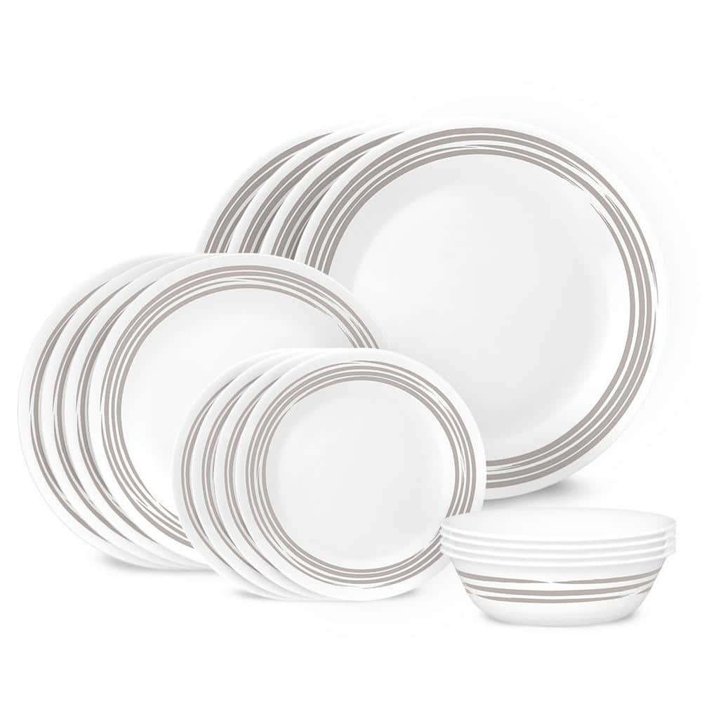 16-piece Brushed Silver Glass Dinnerware Set (Service for 4) - Hercitys