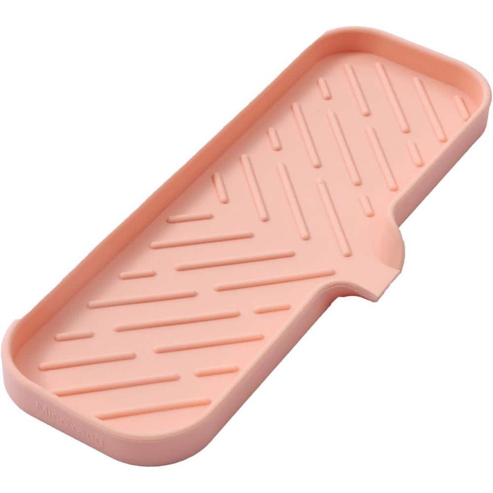12 in. Silicone Bathroom Soap Dishes with Drain and Kitchen Sink Organizer, Sponge Holder, Dish Soap Tray in Pink. - Hercitys