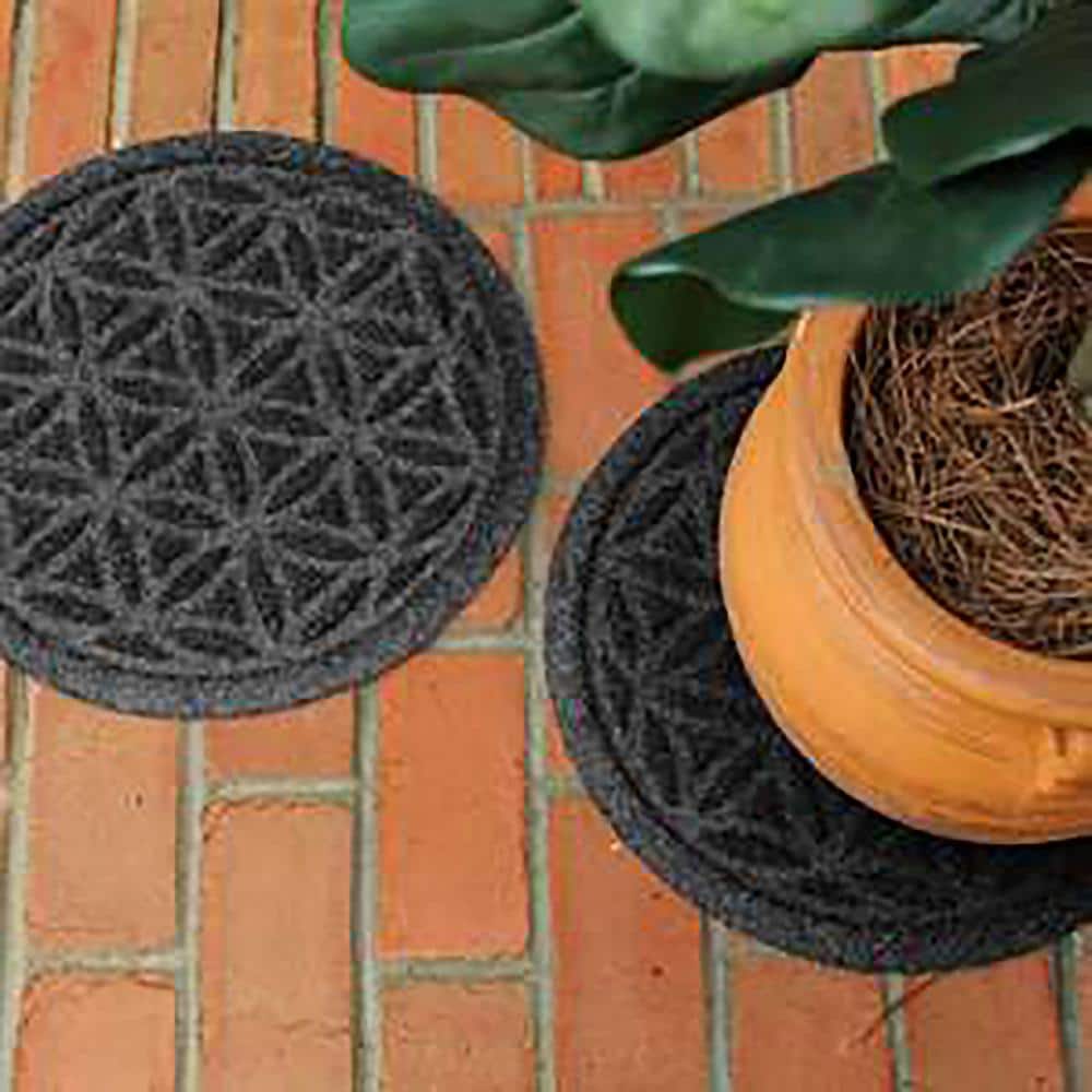 “Waterhog Flower of Life Charcoal 17 in. x 17 in. Polyester Rubber Indoor/Outdoor Plant Trivet Floor Mat (Set of 2)” - Hercitys