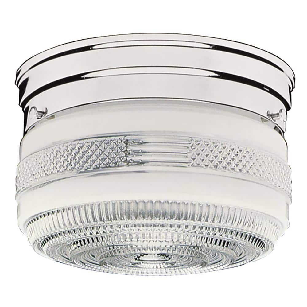 2-Light Chrome Ceiling Mount Fixture with Prismatic Glass - Hercitys