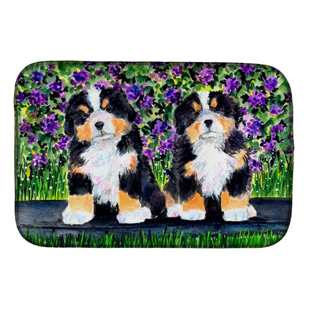 14 in. x 21 in. Multicolor Bernese Mountain Dog Dish Drying Mat - Hercitys