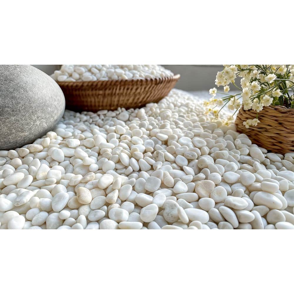 0.40 cu. ft. 0.25 in. to 0.75 in. 30 lbs. Grade A White Polished River Pebbles - Hercitys