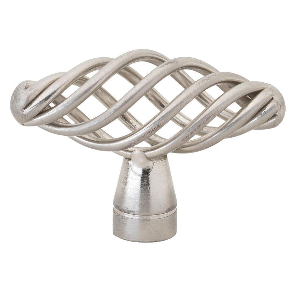 2 in. Dia Long Satin Nickel Oval Birdcage Cabinet Knob (10-Pack) - Hercitys