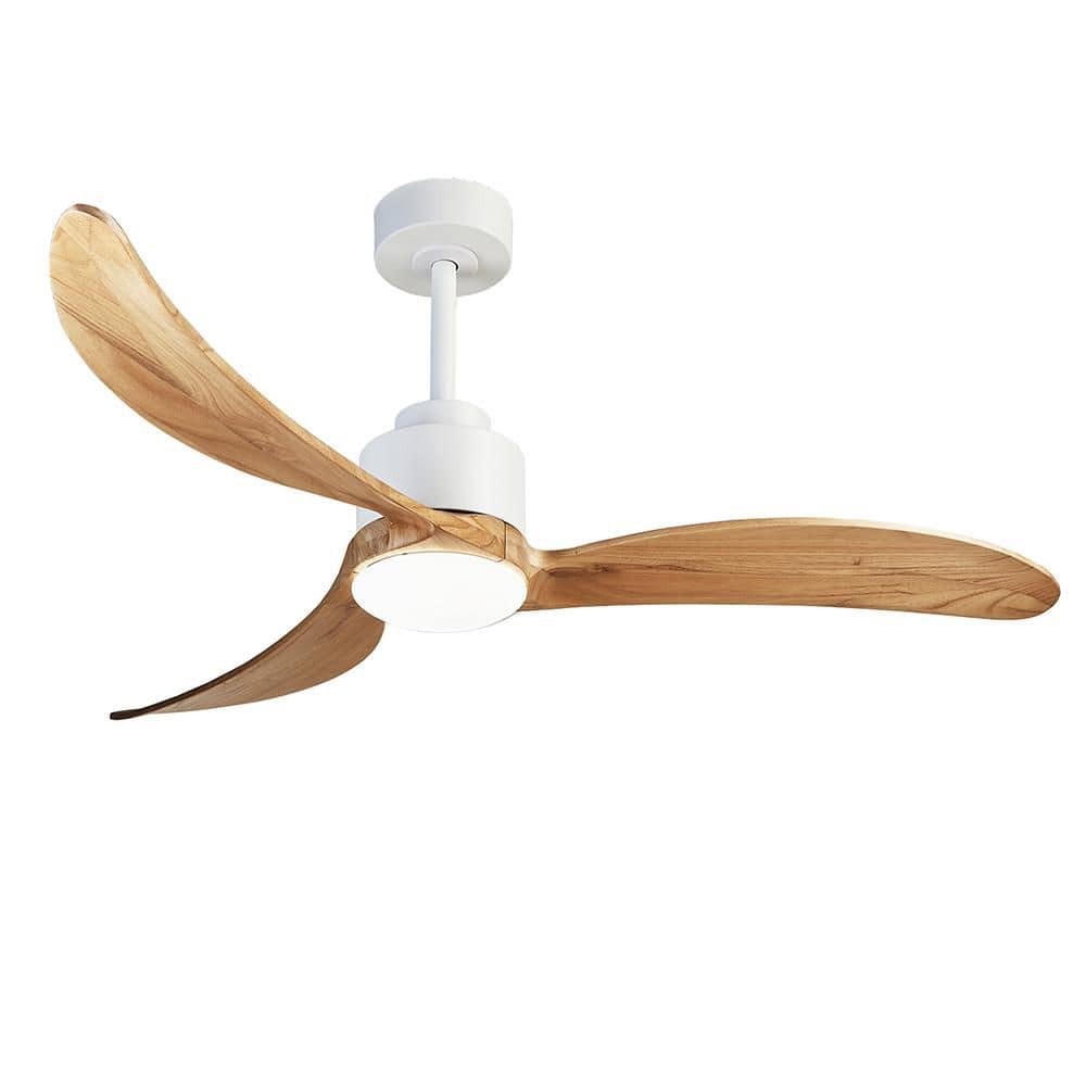 52 in. White Indoor Ceiling Fan with LED Light Remote, Quiet DC Motor Reversible Ceiling Fan for Patio Living Room - Hercitys