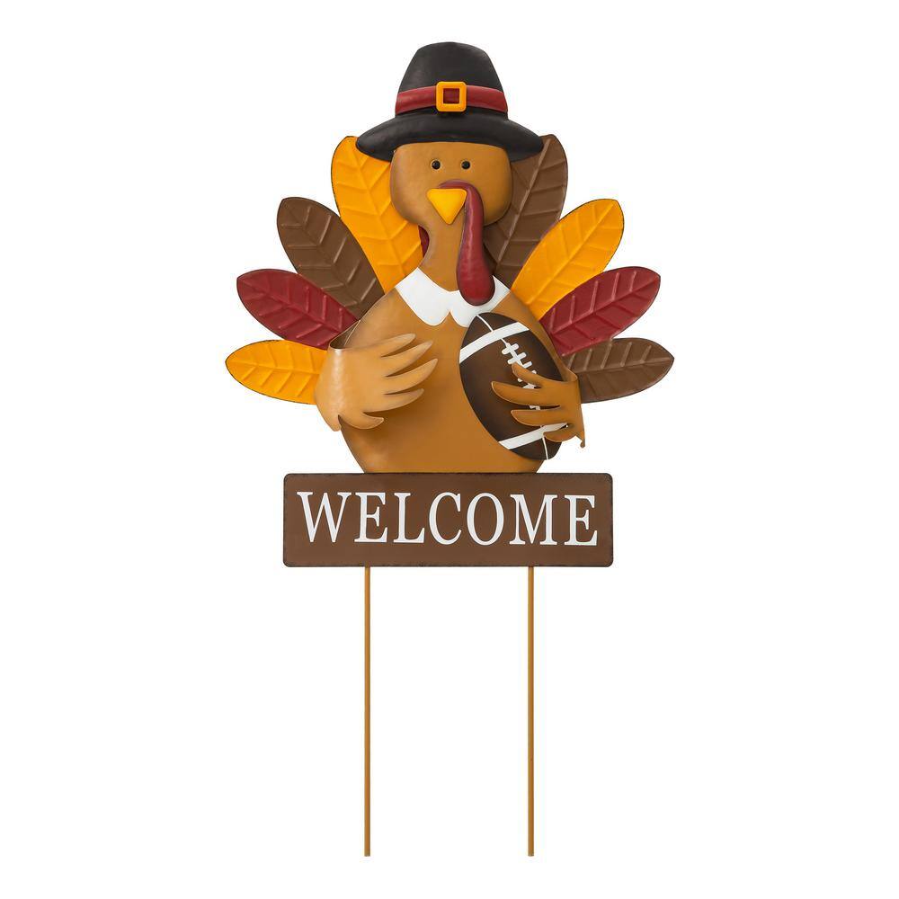 30 in. H Thanksgiving Metal Turkey Yard Stake/Hanging Wall Decor - Hercitys