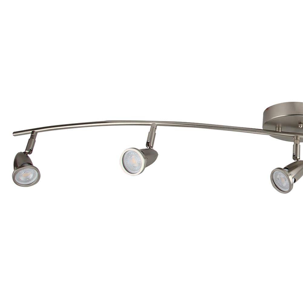 52 in. 5-Light Brushed Nickel Integrated LED Flush Mount Ceiling and Wall Light - Hercitys