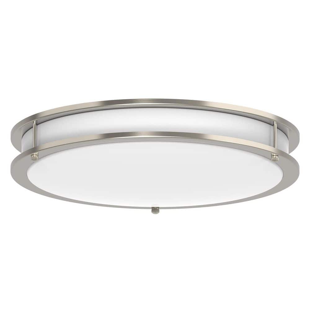 16 in. LED Ceiling Light Fixture Flush Mount Color Selectable CCT Brushed Nickel for Kitchen or Living Room(1-Pack) - Hercitys