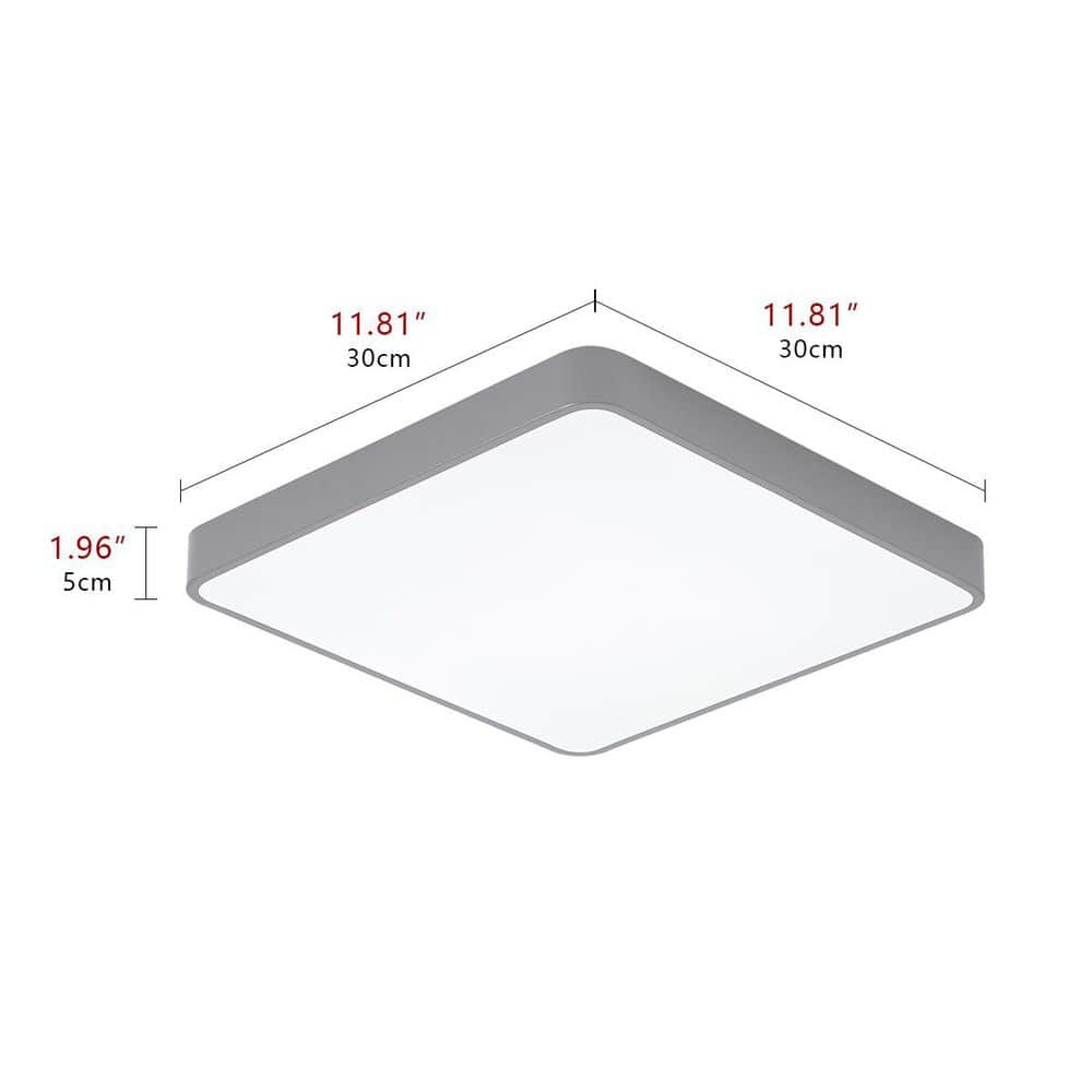 11.8 in. 24-Watt Square LED Ceiling Light Cool White Flush Mount Close to Ceiling Light for Kitchen Bathroom - Hercitys