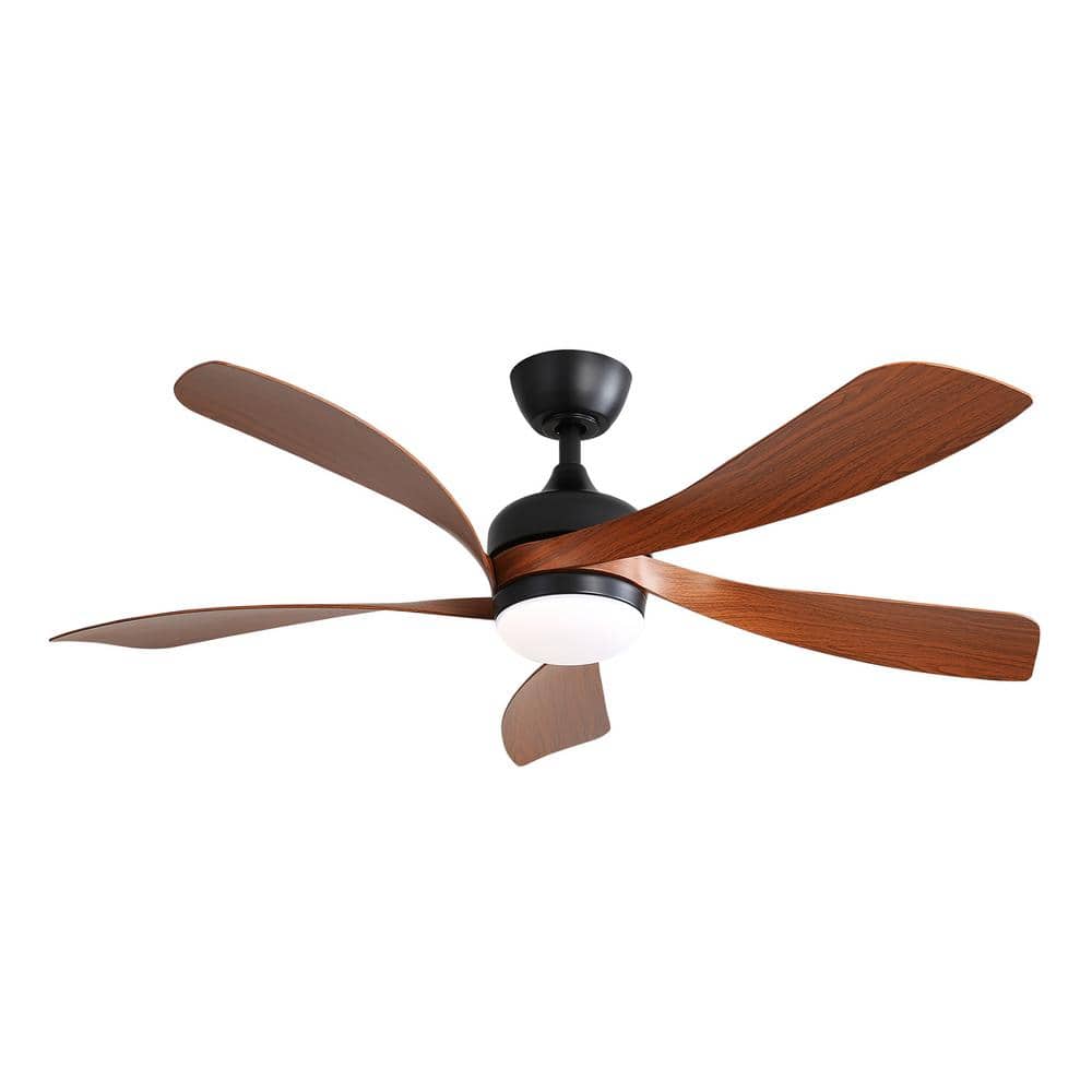 52 in. Rustic Brown Indoor/Outdoor Ceiling Fan Light with 3 Color Dimmable and Ultra-Quiet DC Motor - Hercitys