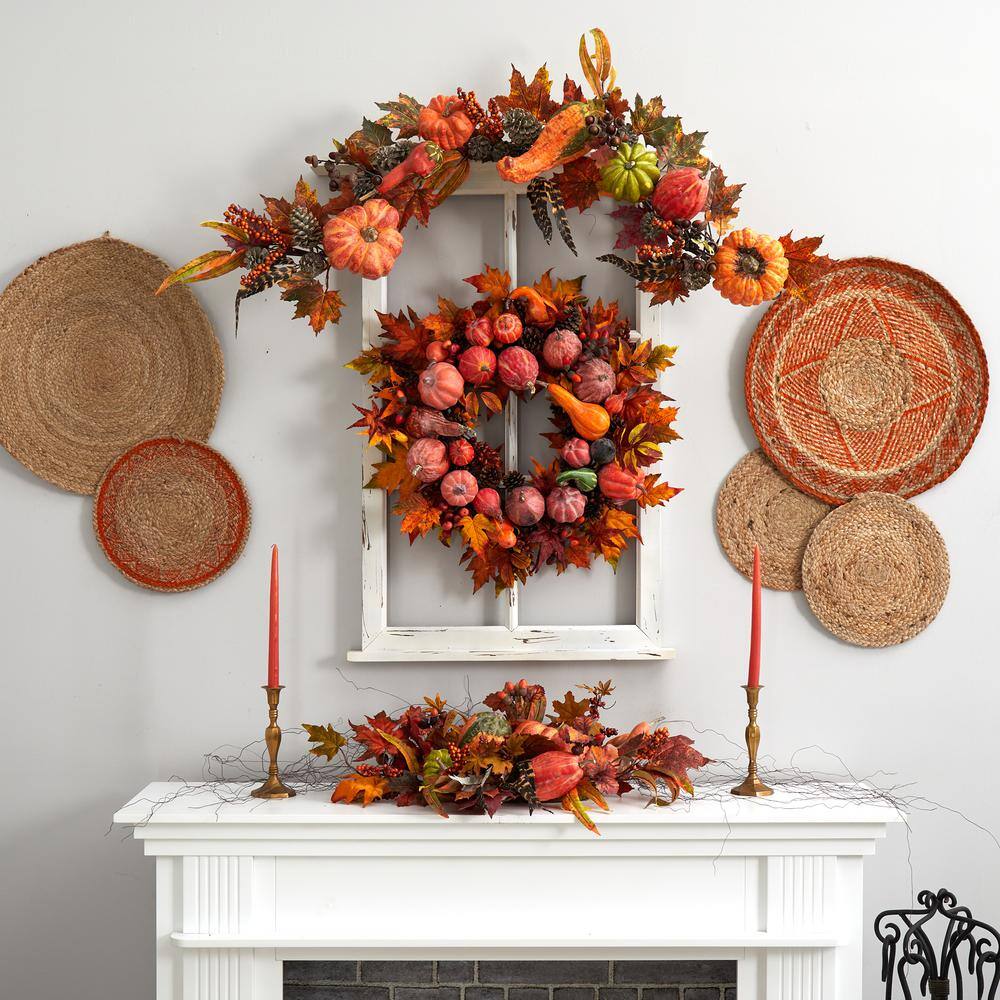 54 in. Pumpkin and Gourd Garland - Hercitys