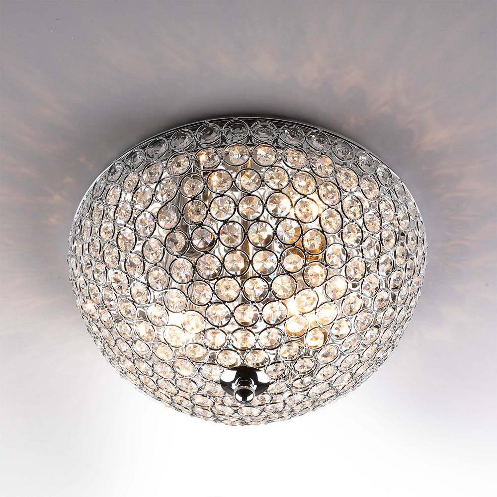 12 in. 2-Light Chrome Crystal Flush Mount - Hercitys