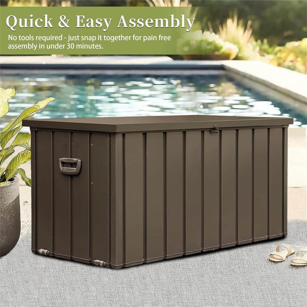 150 Gal. Deck Box for Outside Cushions, Lockable Waterproof Outdoor Storage Throw Pillows, Garden Tools - Hercitys