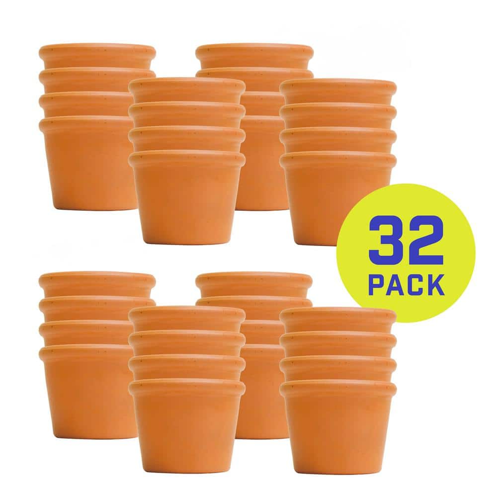 3 in. x 2 in. Small Terra Cotta Clay Cylinder Pot (32-Pack) - Hercitys
