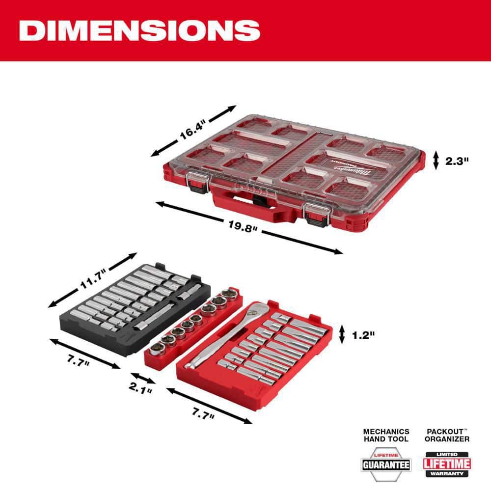 1/2 in. Drive SAE/Metric Ratchet and Socket Mechanics Tool Set PACKOUT Trays - Hercitys