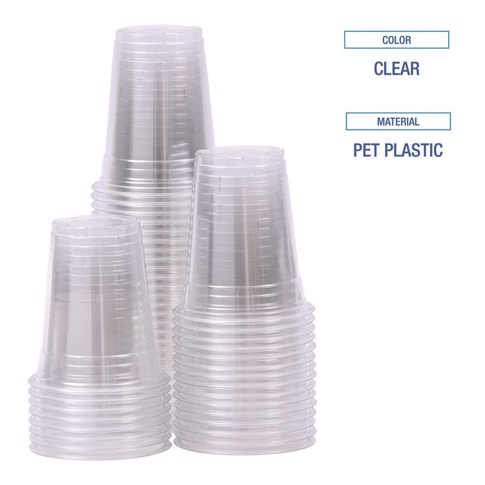 12 oz. Clear Disposable Plastic Cups, Cold Drinks, PET, 20-Cups/Sleeve, 50 Sleeves/Carton - Hercitys