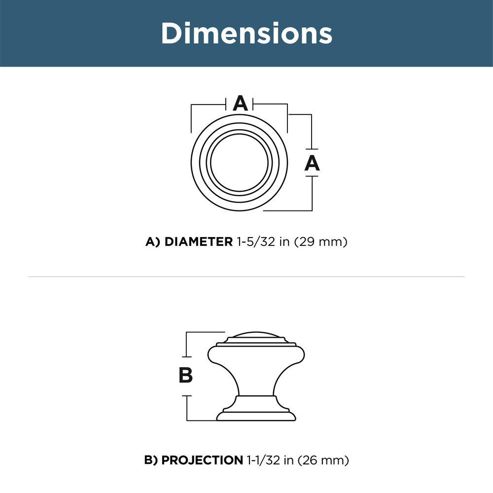 10-Pack Simple Double Ring 1-1/8 in. (29 mm) Classic Nickel Round Cabinet Knobs - Hercitys
