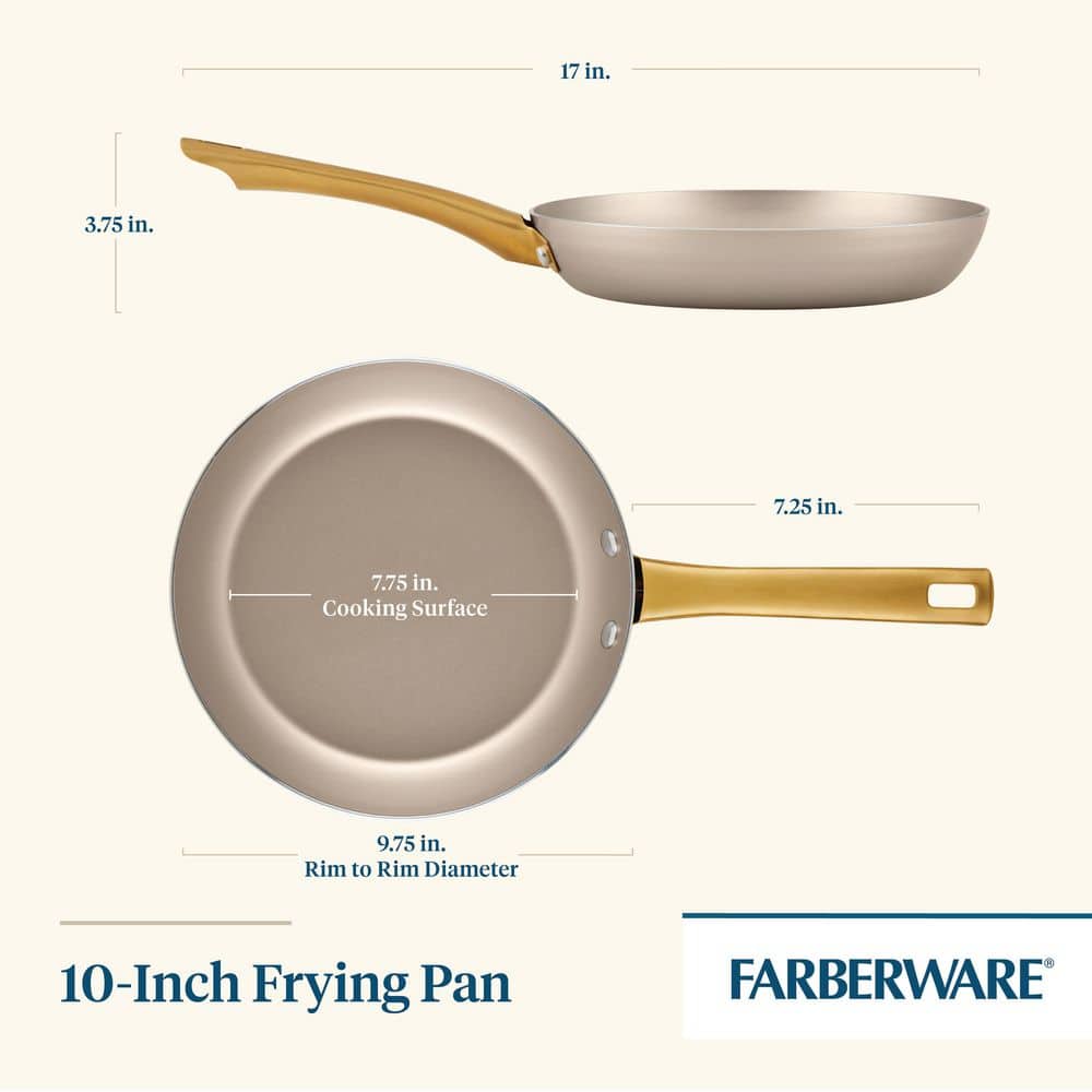 10 in. Radiant Aluminum Nonstick Frying Pan, Champagne - Hercitys