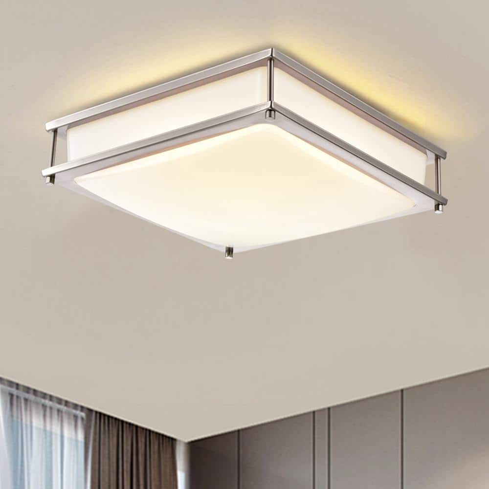 12 in. Brushed Nickel Dimmable 15-Watt Selectable LED Flush Mount Ceiling Light 3000K 4000K 5000K - Hercitys